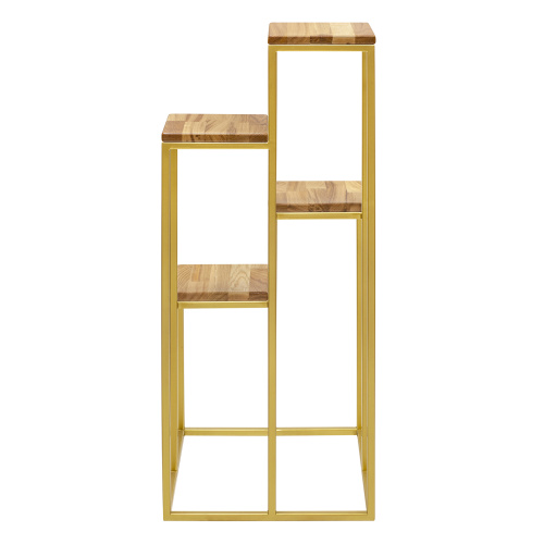 Столик подставка для цветов TORI, под 4 кашпо, золотой, столешницы дуб, 40*40*100 фото 7