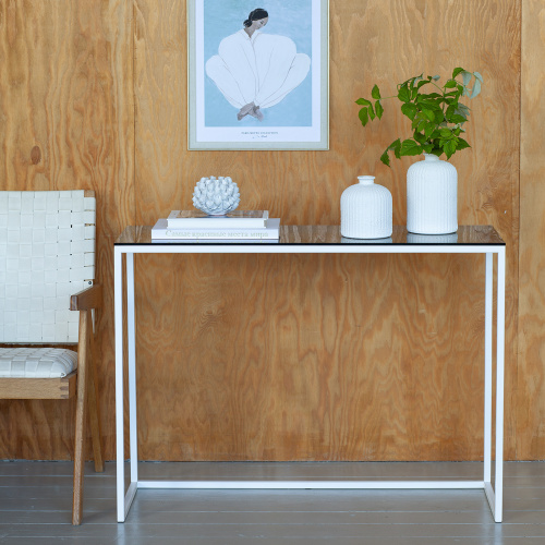 Консоль TORI, белая/стекло, 110*40*82 фото 3