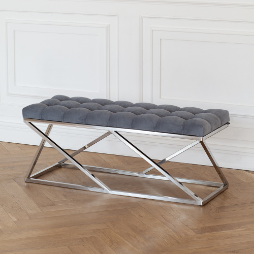 Банкетка ZUMA, н/ж сталь, Light Blue, каретная стяжка, 110*40*45 фото 2