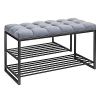 Обувница GARDA PLUS, черная, Light Blue, каретная стяжка, 85*40*52