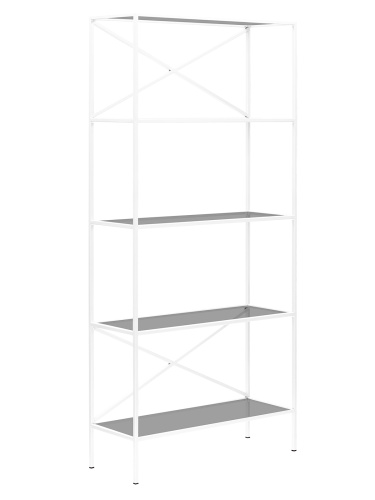 Стеллаж KARIN-800, белый, тонированное стекло, 80*30*175 фото 4