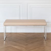 Банкетка ALBA, н/ж сталь, экокожа Light Beige, 110*40*45