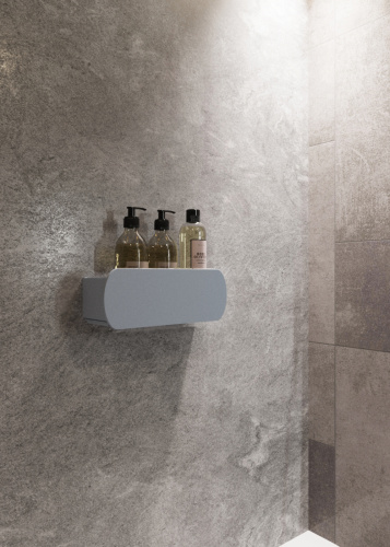 Полка для ванной комнаты OMEGA, 30 см, нерж. сталь, серая