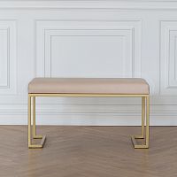 Банкетка OMEGA MINI, золотая, экокожа Light Beige, 85*40*45