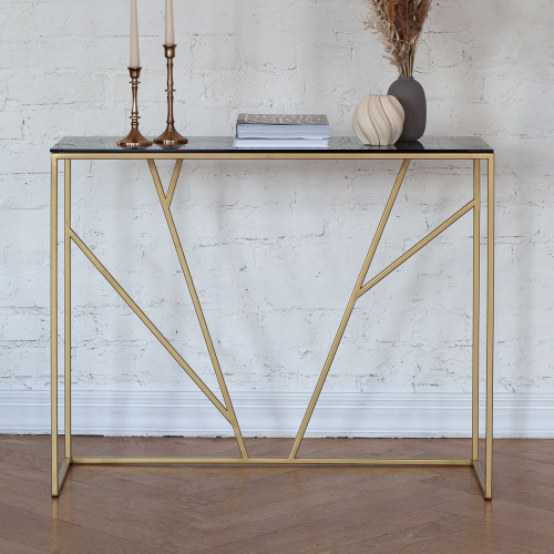 Консоль EVA, золотая, тонированное стекло, 100*35*81 фото 2