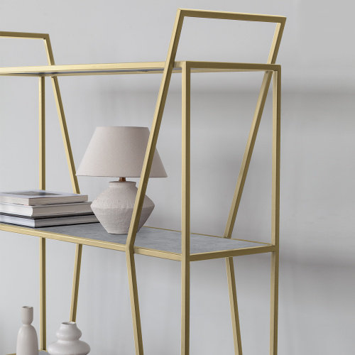 Стеллаж OSLO, золотой, ЛДСП Бетон светлый фото 4