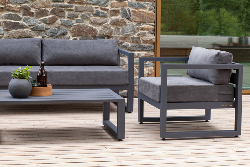 Набор садовой мебели CAPRI: диван, 2 кресла, столик, серый цвет фото 3