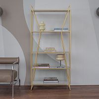 Стеллаж OSLO MINI, золотой, ЛДСП Бетон светлый, 80*33*171