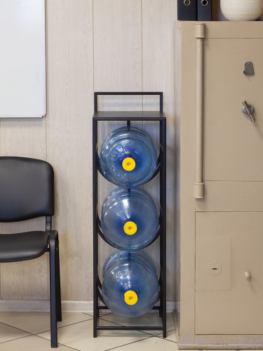 Подставка для 3 бутылок со столиком и с колесами, черная фото 4