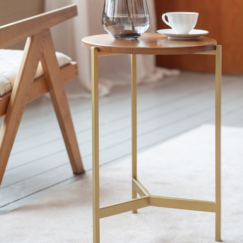 Столик кофейный ODRI, золотой/дуб, 43,5*43,5*60,5 фото 2