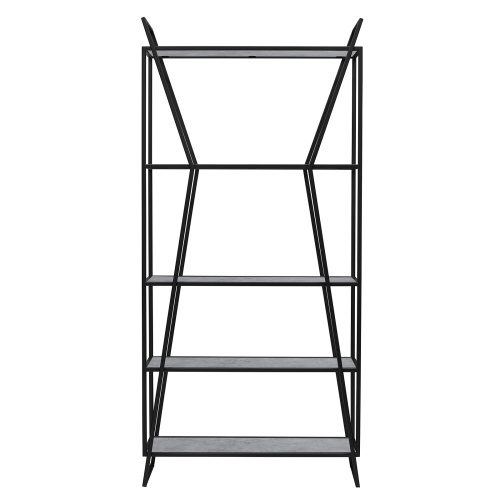 Стеллаж OSLO MINI, черный, ЛДСП Бетон светлый, 80*33*171 фото 10