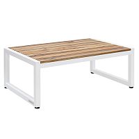 Cтол уличный журнальный SANTORINI, алюминий белый, тик, 108,5*65*36,5