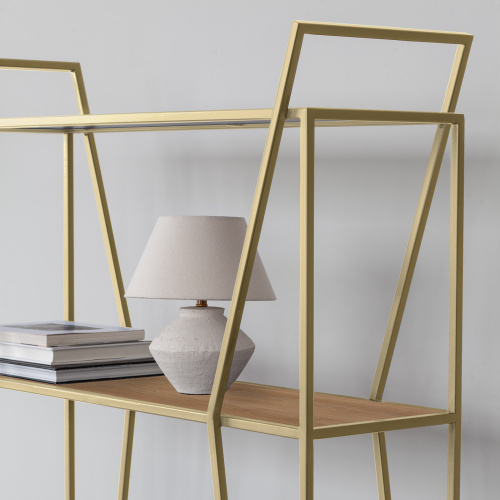 Стеллаж OSLO, золотой, ЛДСП Робиния, 100*33*171 фото 5