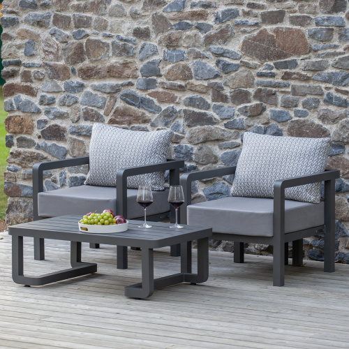 Набор садовой мебели AMALFI / 3 предмета: 2 кресла, стол / LAVA/Stone (S2B)