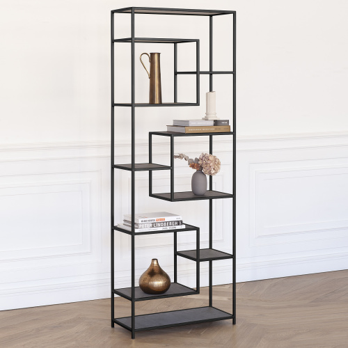 Стеллаж OLIVIA, черный, полки керамика антрацит, 70*30*195,3 фото 4