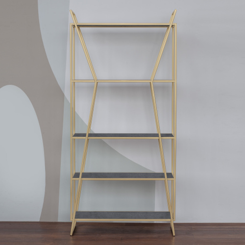 Стеллаж OSLO MINI, золотой, керамика Antracite, 80*33*171 фото 6