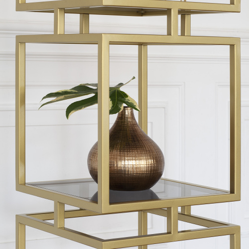 Стеллаж CUBIC-4, золотой, тонированное стекло, 40*40*196,5 фото 3