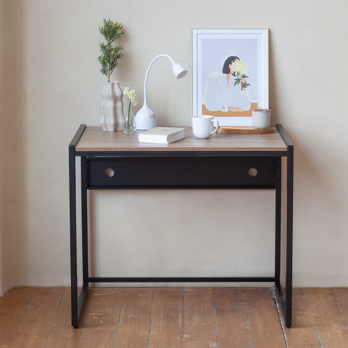 Стол письменный Rimini, черный, ЛДСП Дуб Канзас, 90*65*75 фото 4