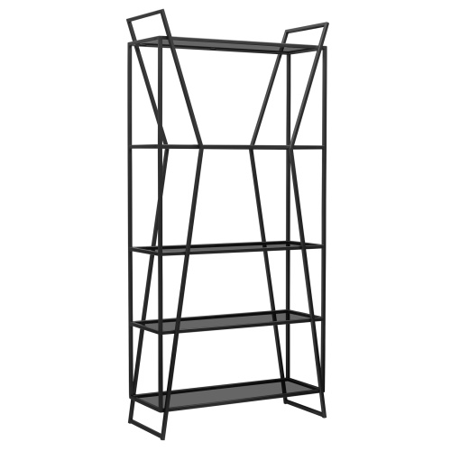 Стеллаж OSLO MINI, черный, тонированное стекло, 80*33*171