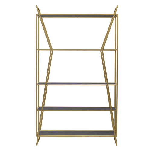 Стеллаж OSLO, золотой, ЛДСП Бетон темный, 100*33*171 фото 9