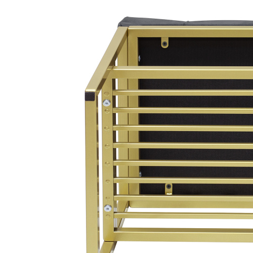 Банкетка RIMINI, золотой, Mouse Grey, каретная стяжка, 110*40*45 фото 4