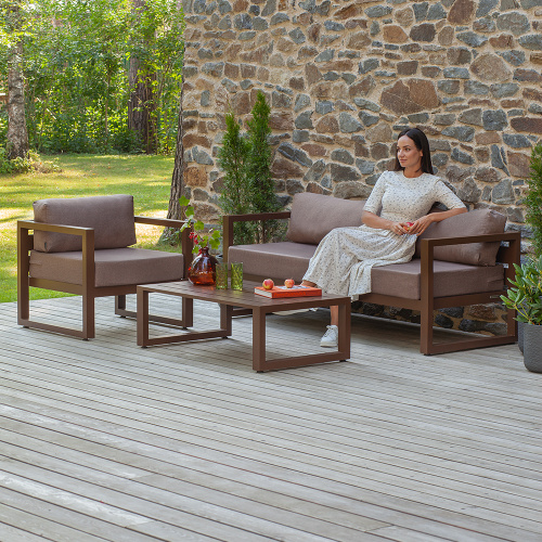 Набор садовой мебели CAPRI / 3 предмета: диван, кресло, столик / коричневый (S3) фото 3