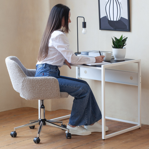 Стол письменный Rimini, белый, ЛДСП Черный, 90*65*75 фото 2