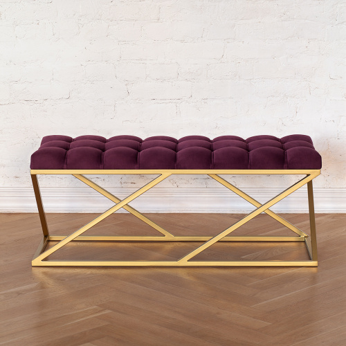 Банкетка ZUMA, золотая, Marsala, каретная стяжка, 110*40*45