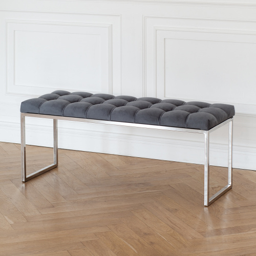 Банкетка ALBA, н/ж сталь, Mouse Grey, каретная стяжка, 110*40*45 фото 2