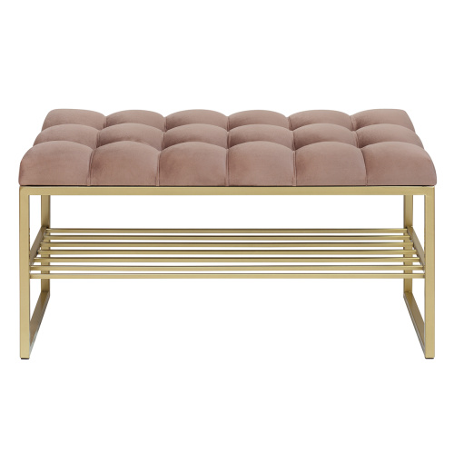 Банкетка RUBY MINI, золотая, Mocco, каретная стяжка, 85*40*45 фото 8