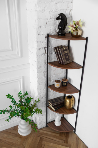 Стеллаж ALLEN, черный, ЛДСП Орех, 33*33*145 фото 13