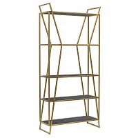 Стеллаж OSLO MINI, золотой, ЛДСП Бетон темный