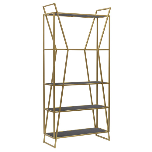 Стеллаж OSLO MINI, золотой, ЛДСП Бетон темный, 80*33*171