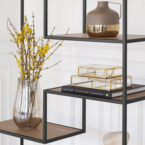 Стеллаж JAQLENE, черный, ЛДСП Робиния, 100x30*200 фото 5