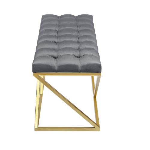 Банкетка ZUMA, золотая, обивка Mouse Grey, каретная стяжка, 110*40*45 фото 5