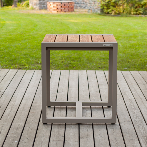 Стол уличный обеденный SANTORINI, алюминий PECAN, дерево, 70*70*78 фото 2