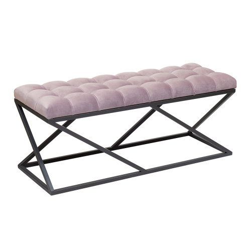 Банкетка ZUMA, черная, Dusty Pink, каретная стяжка, 110*40*45 фото 4