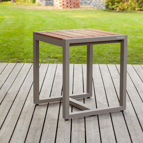 Набор садовый обеденный SANTORINI / 3 предмета: стол 70*70 и 2 стула / бежево-серый/серый (S2) фото 6