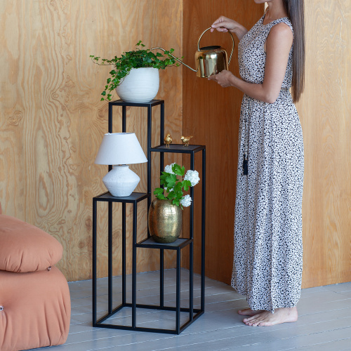Столик подставка для цветов TORI, под 4 кашпо, черный, столешницы керамика Antracite фото 2