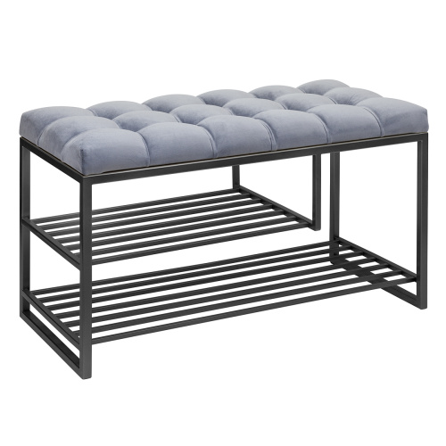 Обувница GARDA PLUS, черная, Light Blue, каретная стяжка, 85*40*52