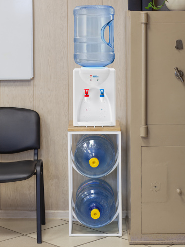 Подставка для 2 бутылок, со столиком из дуба, белая фото 11