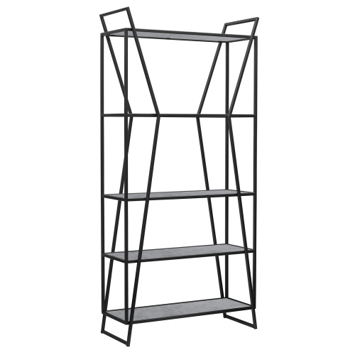 Стеллаж OSLO MINI, черный, ЛДСП Бетон светлый, 80*33*171 фото 9