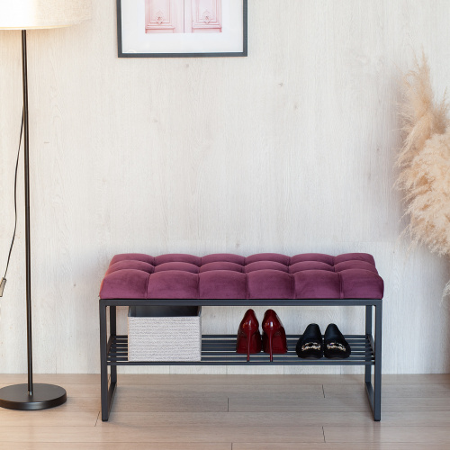 Банкетка RUBY MINI, черная, Marsala, каретная стяжка, 85*40*45