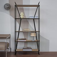 Стеллаж OSLO MINI, черный, ЛДСП Робиния, 80*33*171