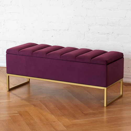 Банкетка CUBE, с ящиком для хранения, золотая, Marsala, Bulon, 110*40*43,5 фото 3