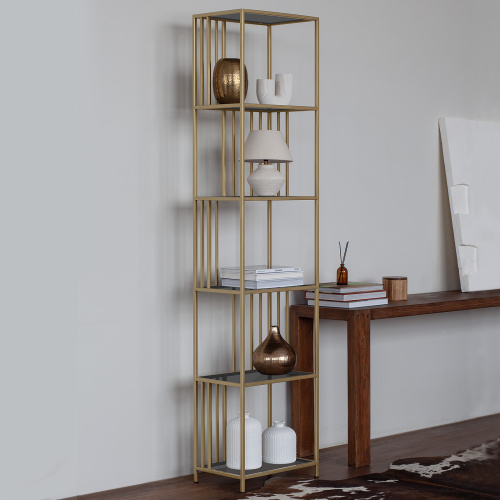 Стеллаж SOHO MINI, золотой, тонированное стекло, 45*30*195 фото 2