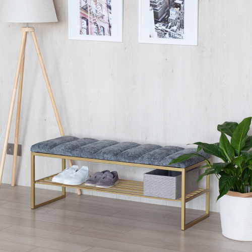 Банкетка RUBY, золотая, Steel Grey, Bulon, 110*40*43,5 фото 2