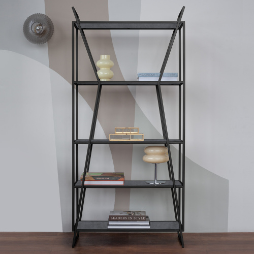 Стеллаж OSLO MINI, черный, керамика Antracite, 80*33*171 фото 5