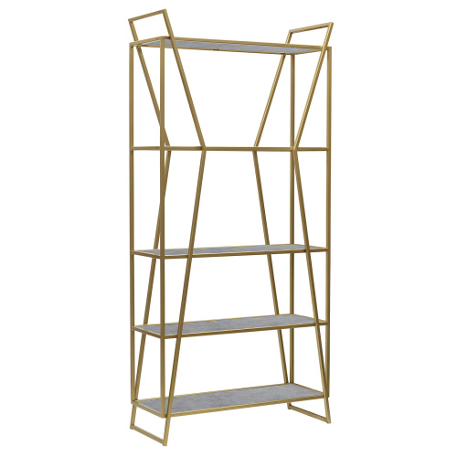 Стеллаж OSLO MINI, золотой, ЛДСП Бетон светлый, 80*33*171