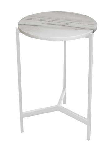Столик кофейный ODRI, белый каркас столешница мрамор